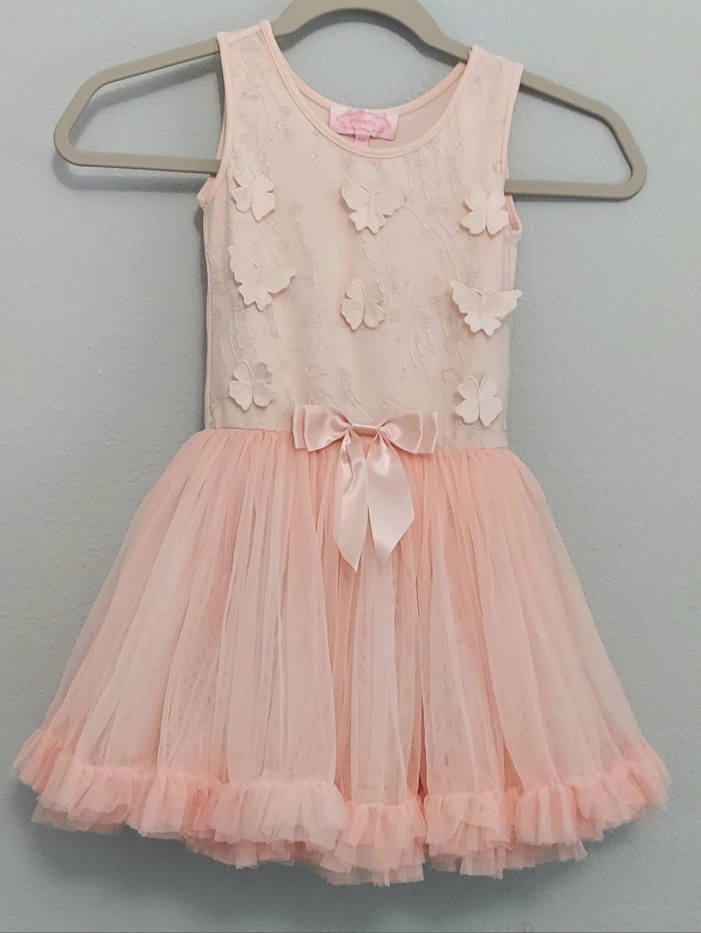 Popatu Pink Ballerina Butterfly Fluffy Tulle Dress Girls Size 5/6